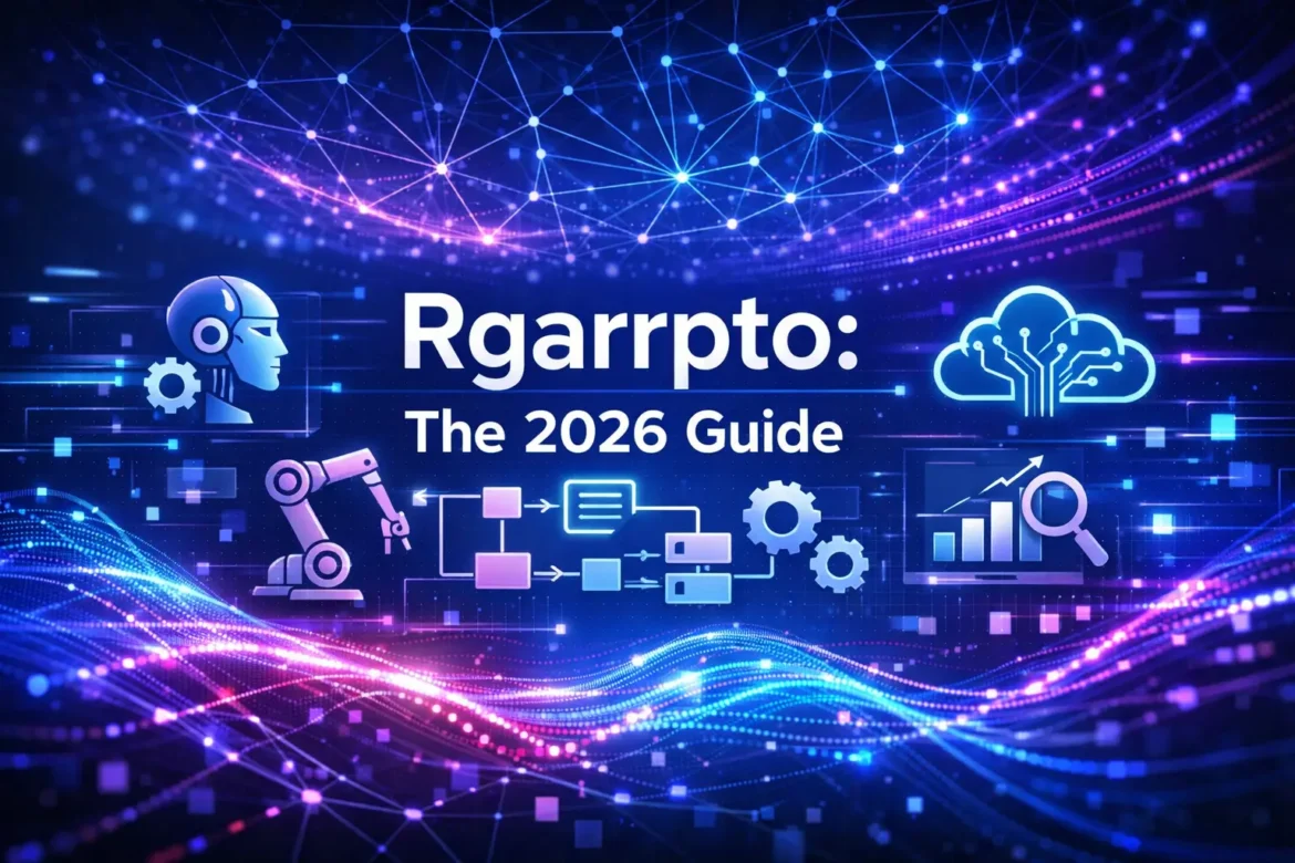 Rgarrpto AI-driven framework visualization showing automation, data analytics, and digital innovation concepts