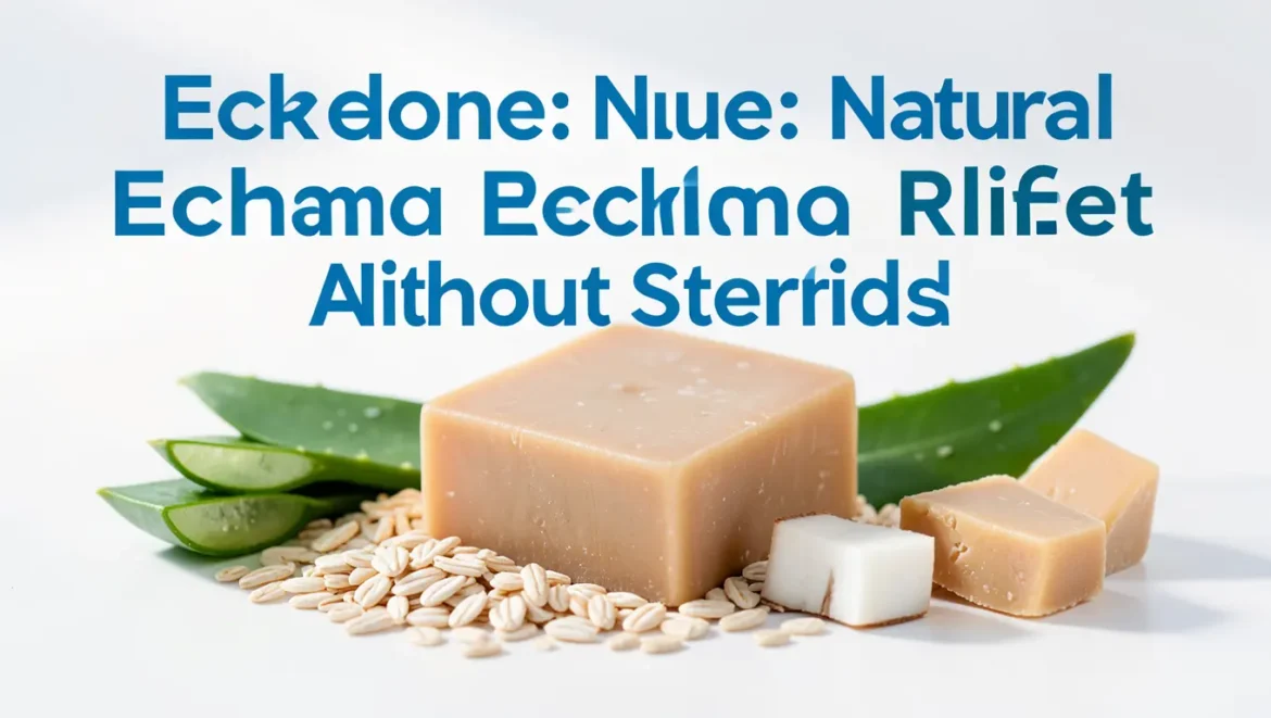 Eczedone natural soap bar for eczema treatment with soothing botanical ingredients on clean white surface