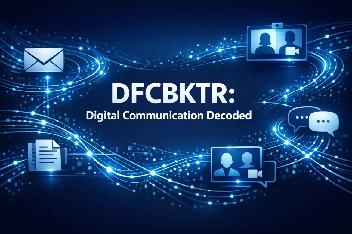 DFCBKTR concept diagram showing cross-platform digital communication routing and knowledge transfer between teams