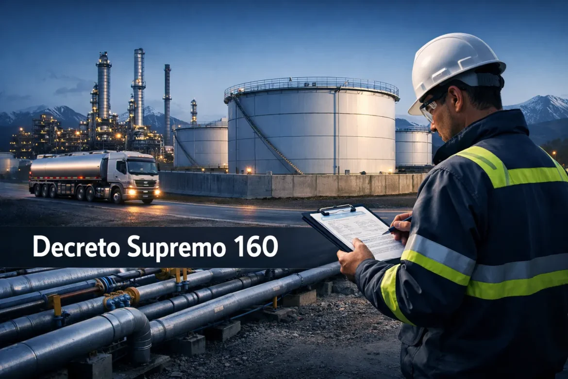 Industrial fuel storage tanks and pipeline systems representing Chile Decreto Supremo 160 liquid fuel safety regulation standards