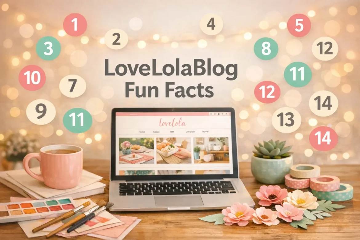 Colorful infographic revealing LoveLolaBlog fun facts including DIY projects, community stats, and behind-the-scenes origin story