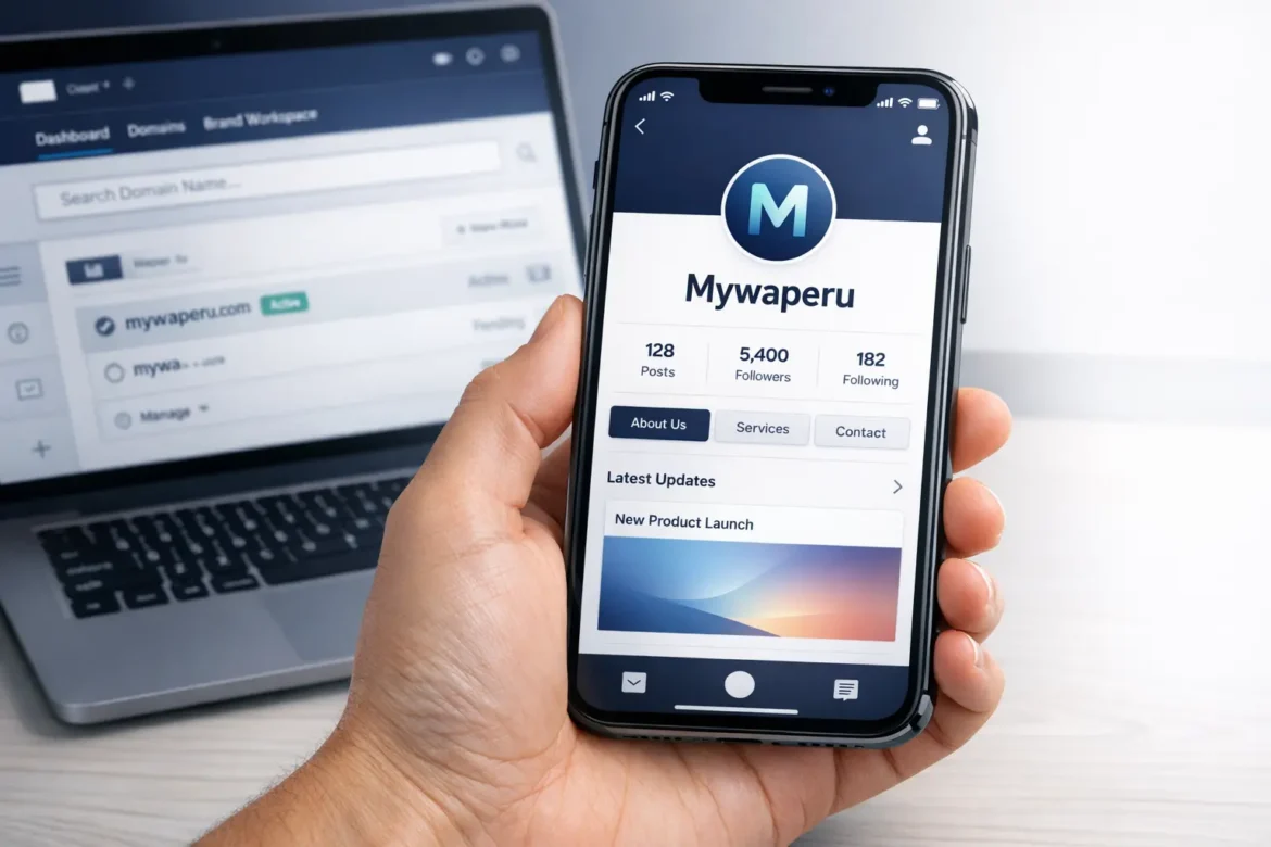 Mywaperu coined digital term meaning and branding concept shown on mobile phone screen with clean modern digital identity design elements