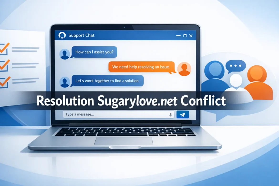 Resolution sugarylove.net conflict guide showing step-by-step process for fixing platform disputes and account issues