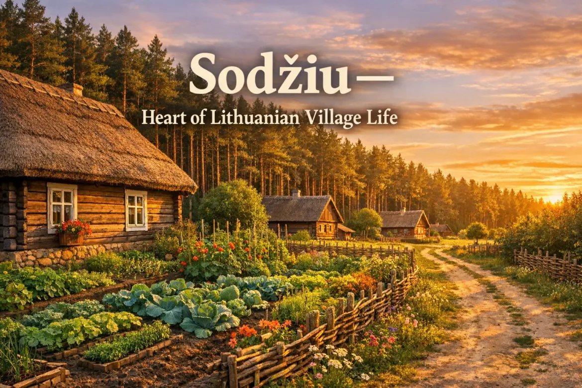 Sodziu traditional Lithuanian village with wooden houses gardens and folk culture representing rural heritage and community life