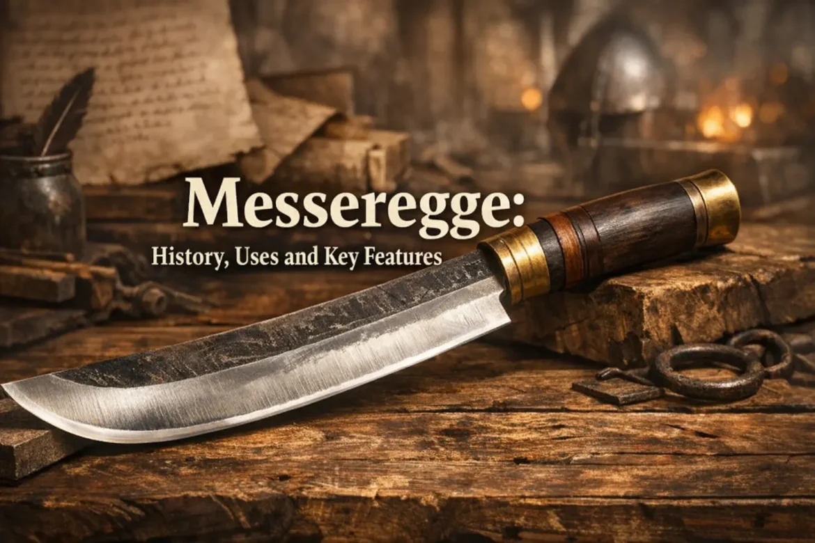 Messeregge single-edged blade with simple handle placed on wooden surface highlighting its historical design, structure, and practical use